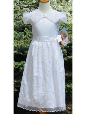 Lauren Madison Communion Dress 7 Girls  White Wedding Flower Girl